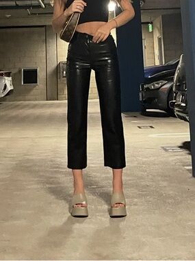 Aritzia black cropped leather pants